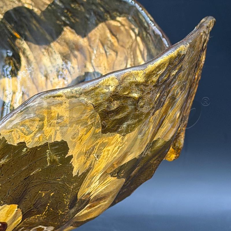 CENTROTAVOLA VETRO GIALLO MOSSO DECORO DORATO | Mercatino dell'Usato Roma torrevecchia 2