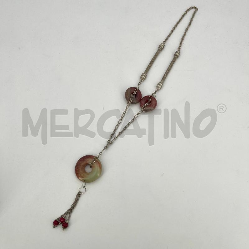 COLLANA ARGENT 3 PIETRE CERCHIO SFUMATE ROSSA GRIGIA | Mercatino dell'Usato Roma torrevecchia 1