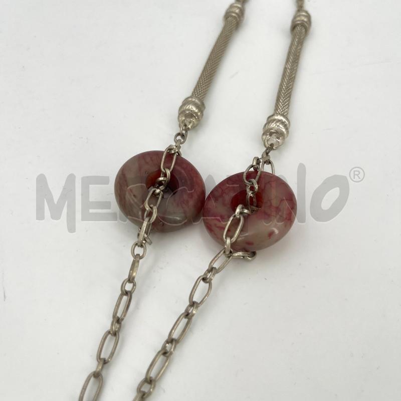 COLLANA ARGENT 3 PIETRE CERCHIO SFUMATE ROSSA GRIGIA | Mercatino dell'Usato Roma torrevecchia 3
