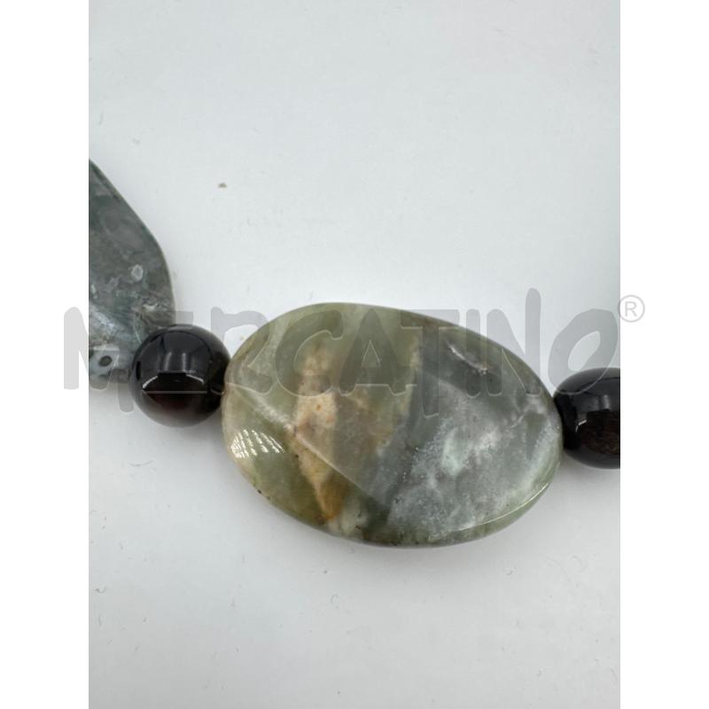 COLLANA ARG PIETRE VERDI GRIGIE PIATTE SFERE NERE | Mercatino dell'Usato Roma torrevecchia 2