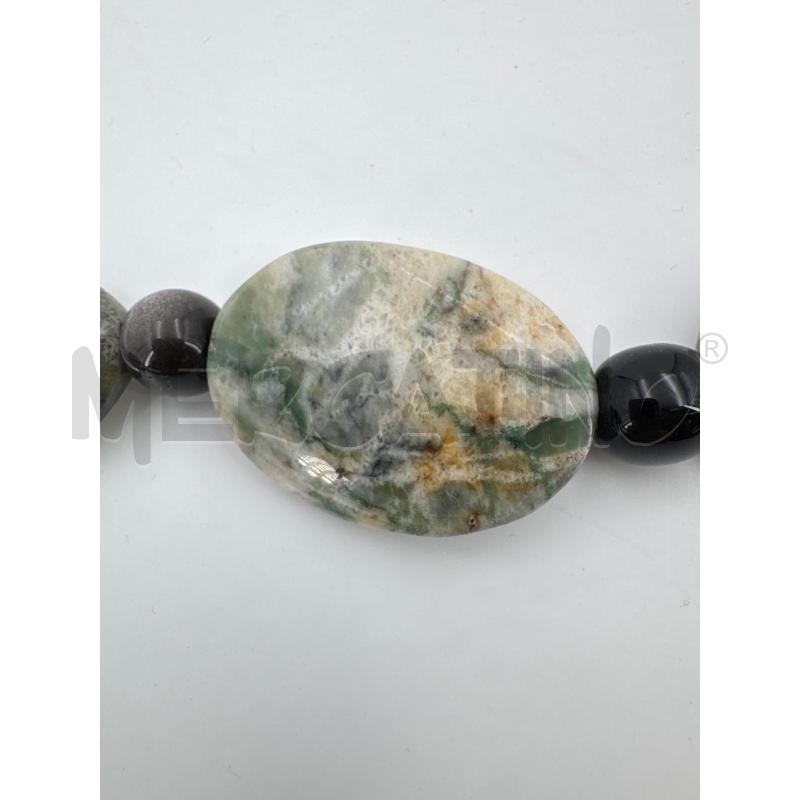 COLLANA ARG PIETRE VERDI GRIGIE PIATTE SFERE NERE | Mercatino dell'Usato Roma torrevecchia 5