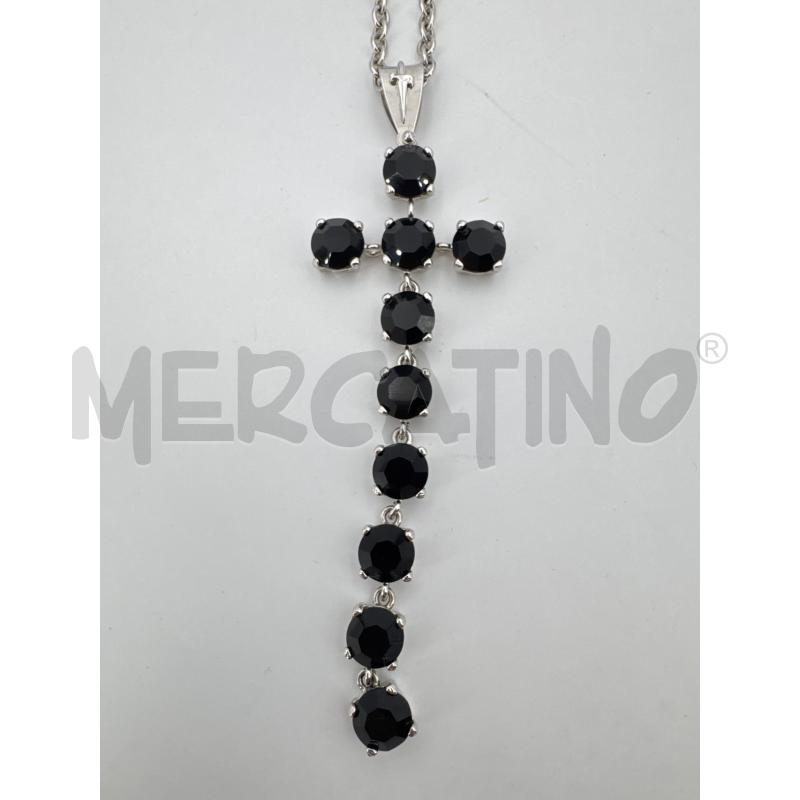 COLLANA CESARE PACIOTTI CROCE STRASS NERI | Mercatino dell'Usato Roma torrevecchia 2