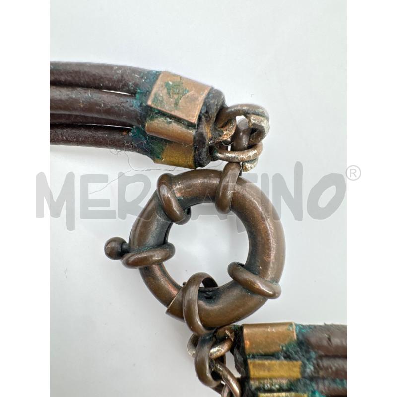 COLLANA CUOIO MARRONE CERCHIO PIATTO BIANCO  | Mercatino dell'Usato Roma torrevecchia 4