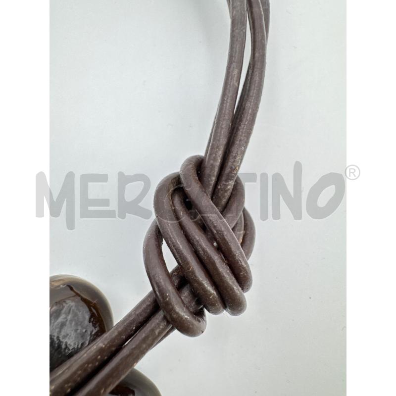 COLLANA CUOIO MARRONE CERCHIO PIATTO BIANCO  | Mercatino dell'Usato Roma torrevecchia 5