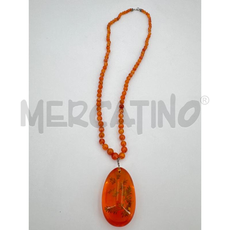 COLLANA PENDENTE ARANCIONE FIORE SFERE PICCOLE ARANCIONI | Mercatino dell'Usato Roma torrevecchia 1