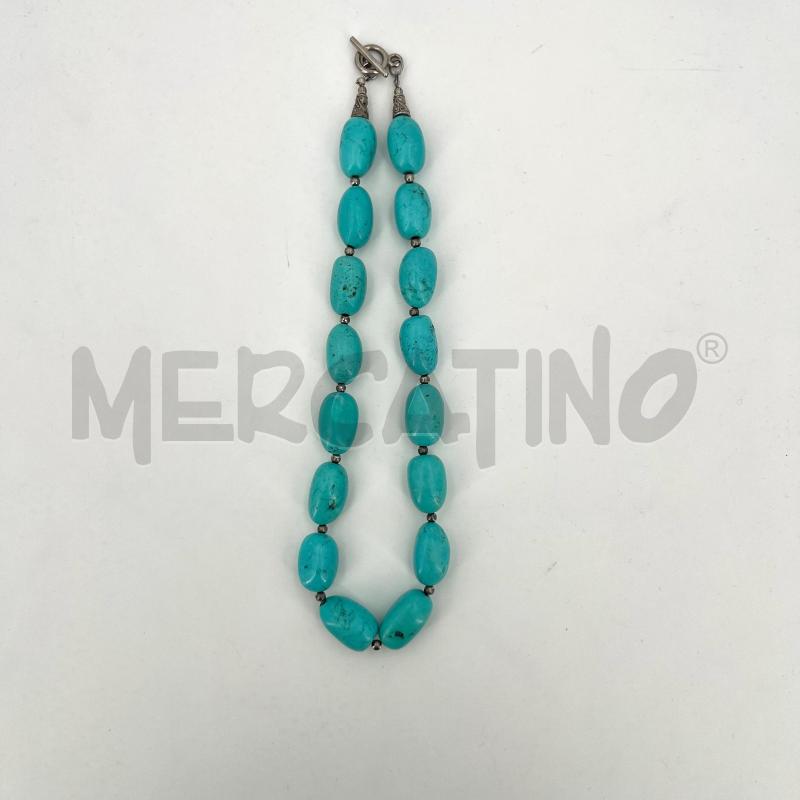 COLLANA PIETRE CELESTI OVALI CHIUSURA ARGENT | Mercatino dell'Usato Roma torrevecchia 4