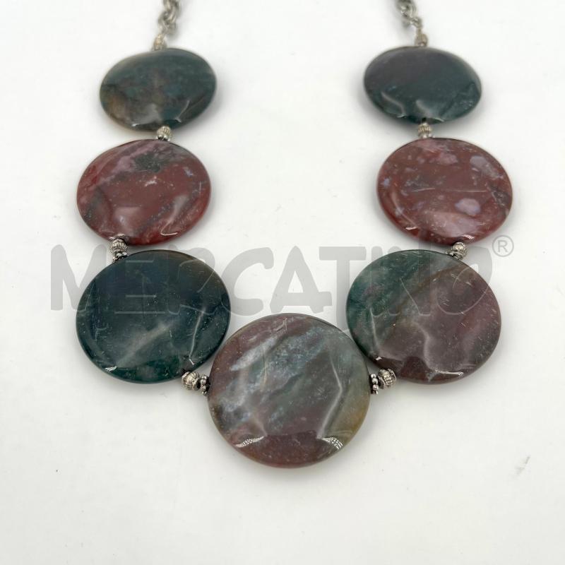 COLLANA PIETRE PIATTE SFUMATE BORDEAUX VERDE | Mercatino dell'Usato Roma torrevecchia 2