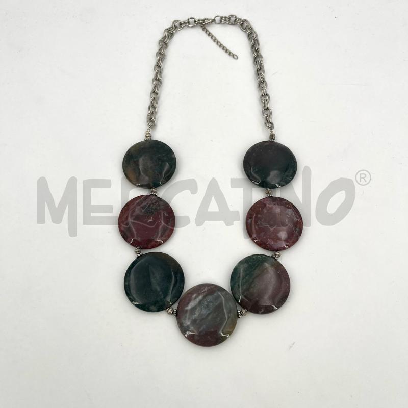 COLLANA PIETRE PIATTE SFUMATE BORDEAUX VERDE | Mercatino dell'Usato Roma torrevecchia 3