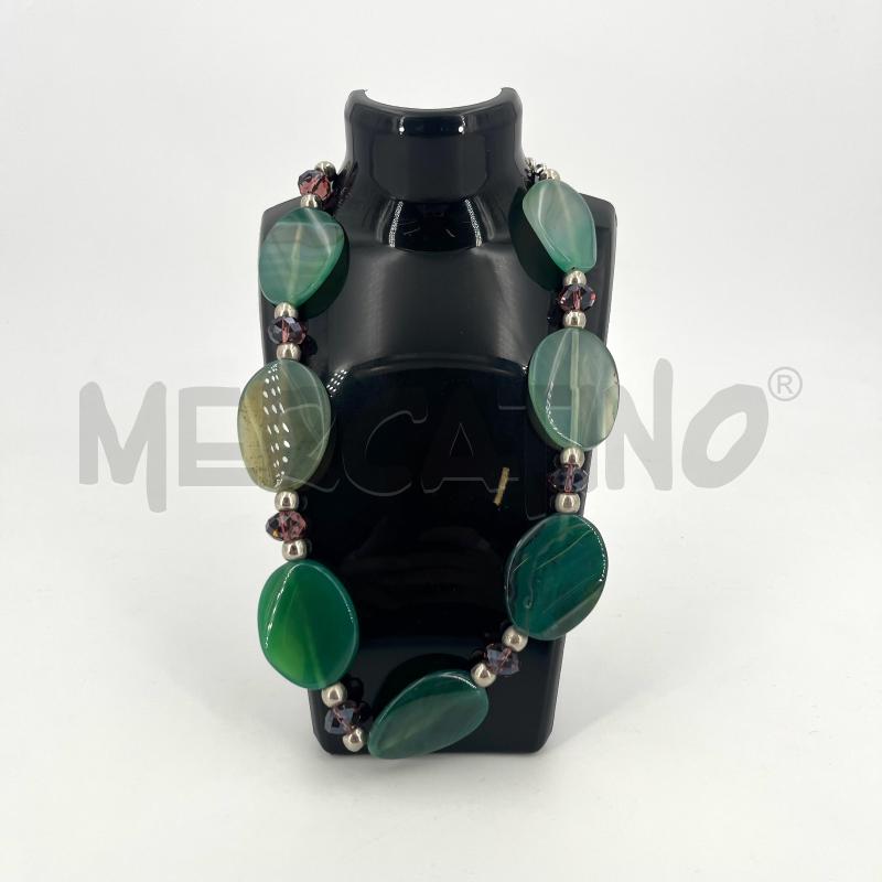COLLANA PIETRE PIATTE VERDI PIETRINE MARRONI | Mercatino dell'Usato Roma torrevecchia 1