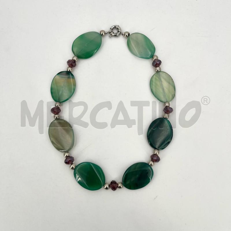 COLLANA PIETRE PIATTE VERDI PIETRINE MARRONI | Mercatino dell'Usato Roma torrevecchia 3