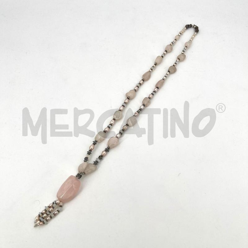 COLLANA PIETRE ROSA PERLINE ARGENT  | Mercatino dell'Usato Roma torrevecchia 1