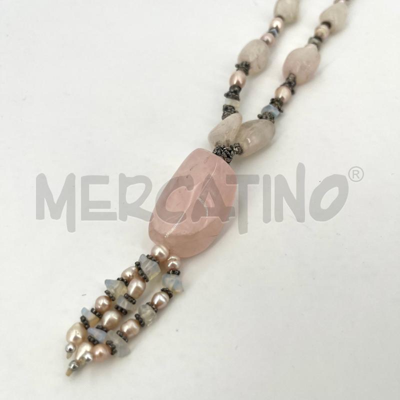 COLLANA PIETRE ROSA PERLINE ARGENT  | Mercatino dell'Usato Roma torrevecchia 2
