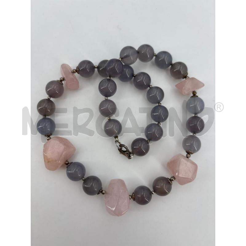 COLLANA PIETRE ROSA SFERE LILLA  | Mercatino dell'Usato Roma torrevecchia 5
