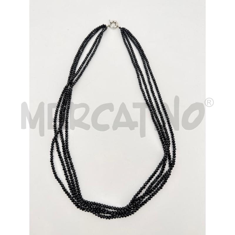 COLLANA PIETRINE NERE PICCOLE 8 FILI | Mercatino dell'Usato Roma torrevecchia 1