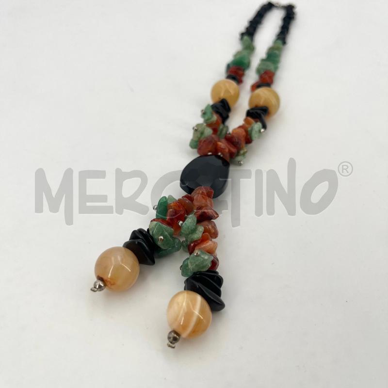 COLLANA PIETRINE NERE VERDI ARANCIO SFERE GIALLE | Mercatino dell'Usato Roma torrevecchia 2