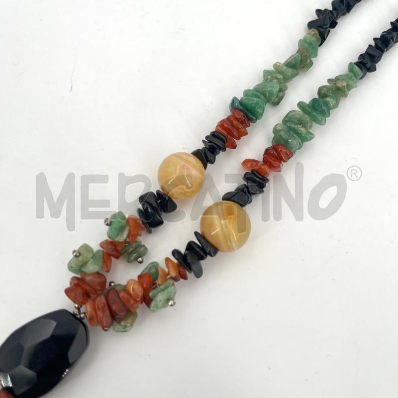 COLLANA PIETRINE NERE VERDI ARANCIO SFERE GIALLE | Mercatino dell'Usato Roma torrevecchia 3