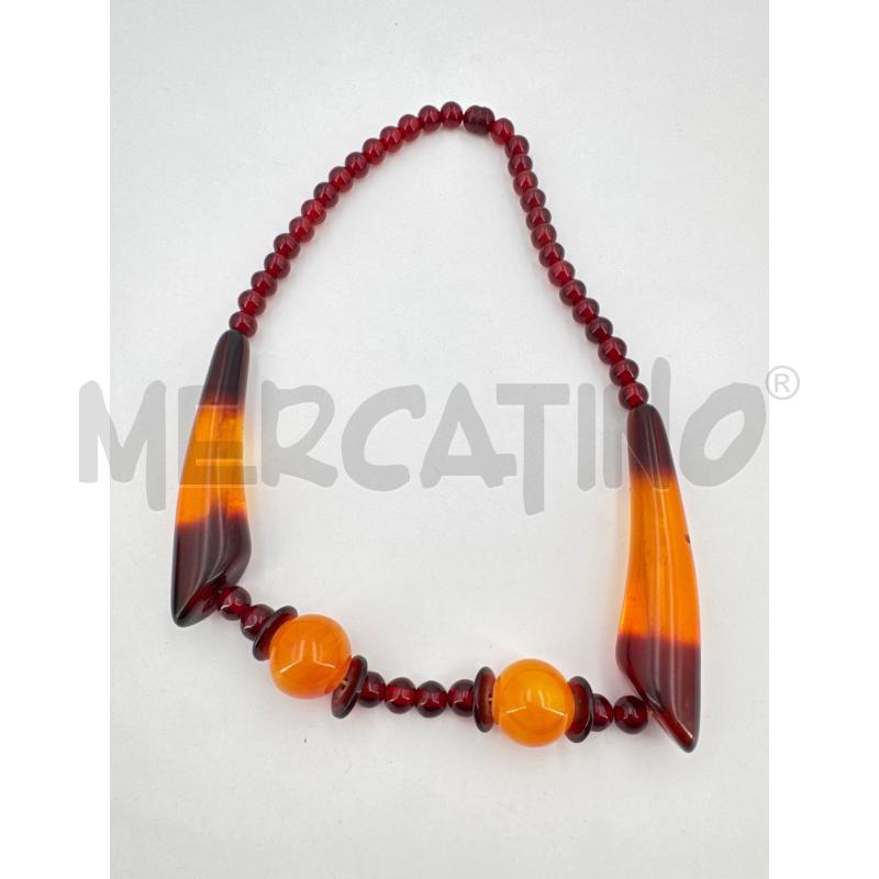 COLLANA SFERE ARANCIONI CILINDRI ARANCIO ROSSI | Mercatino dell'Usato Roma torrevecchia 1