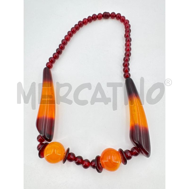 COLLANA SFERE ARANCIONI CILINDRI ARANCIO ROSSI | Mercatino dell'Usato Roma torrevecchia 2