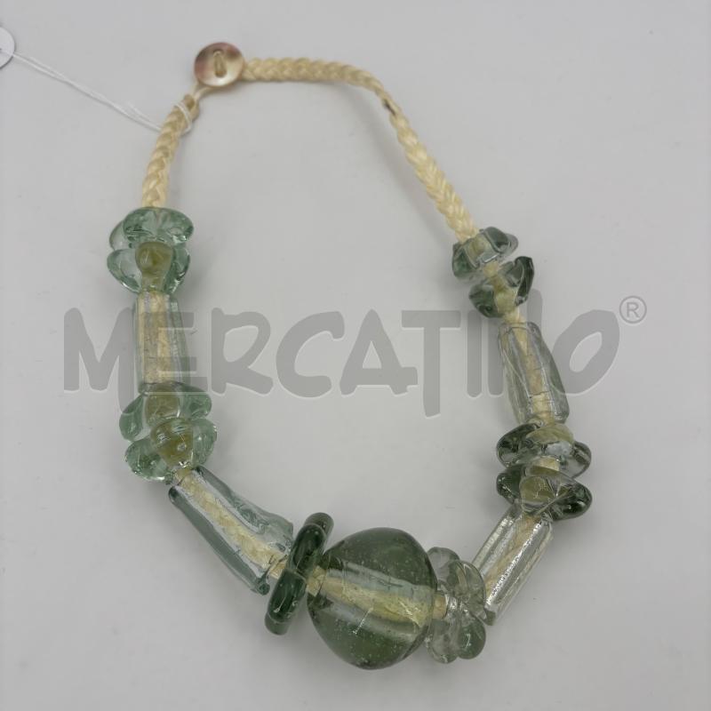 COLLANA TRECCIA BIANCA VETRO TURCHESE | Mercatino dell'Usato Roma torrevecchia 1