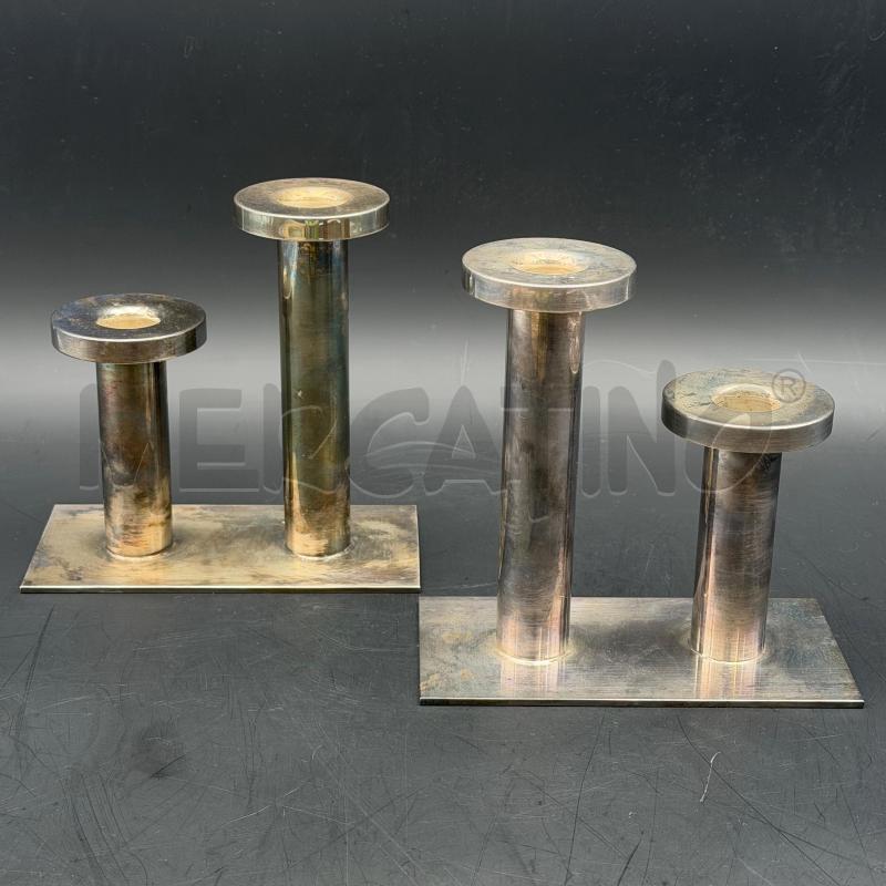 COPPIA CANDELABRI SILVER PLATED BASE RETTANGOLARE | Mercatino dell'Usato Roma torrevecchia 1