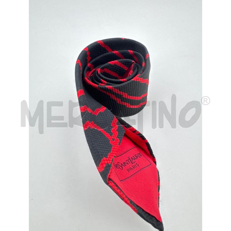 CRAVATTA YVES SAINT LAURENT NERA LINEE ROSSE | Mercatino dell'Usato Roma torrevecchia 2