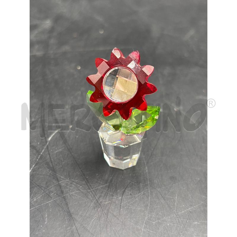 FIORE SWAROVSKI ROSSO CON VASO | Mercatino dell'Usato Roma torrevecchia 1