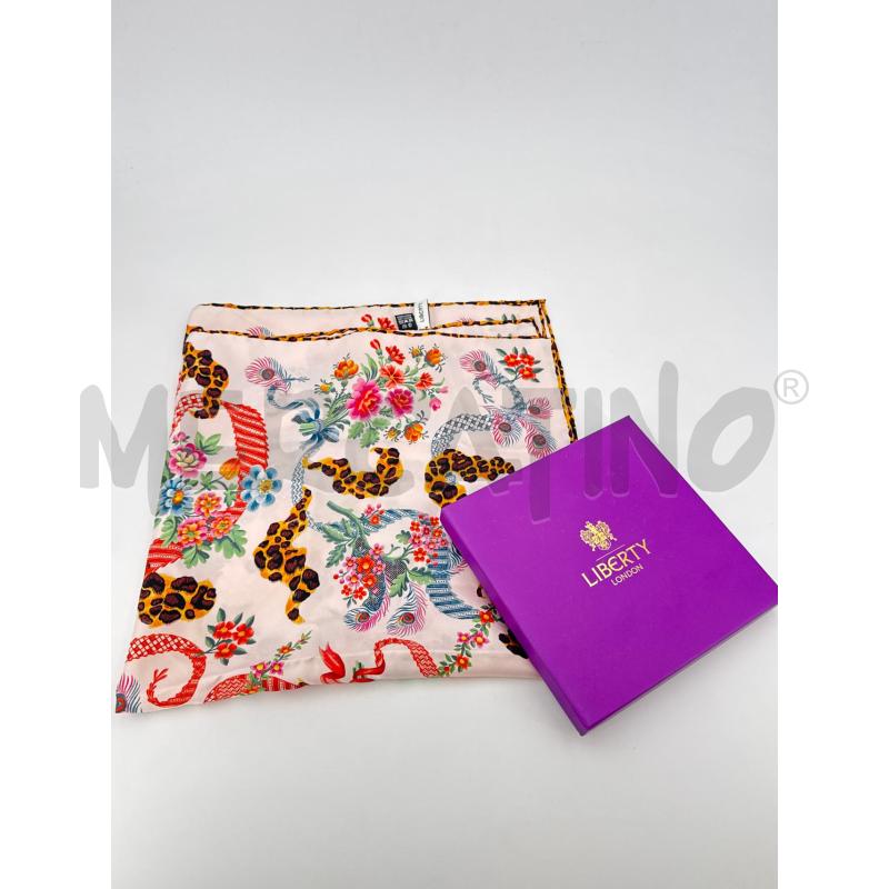 FOULARD LIBERTY ROSA/VERDE FANTASIA FIORI SETA | Mercatino dell'Usato Roma torrevecchia 1