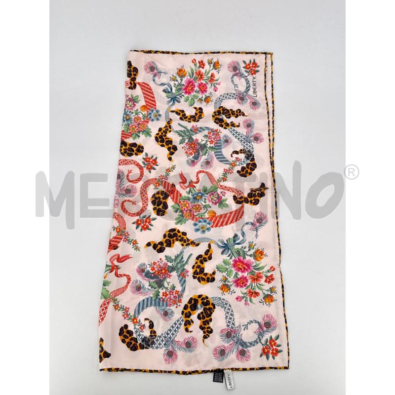 FOULARD LIBERTY ROSA/VERDE FANTASIA FIORI SETA | Mercatino dell'Usato Roma torrevecchia 2