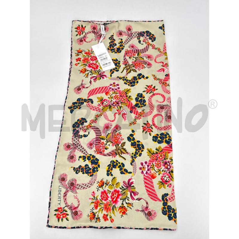 FOULARD LIBERTY ROSA/VERDE FANTASIA FIORI SETA | Mercatino dell'Usato Roma torrevecchia 4
