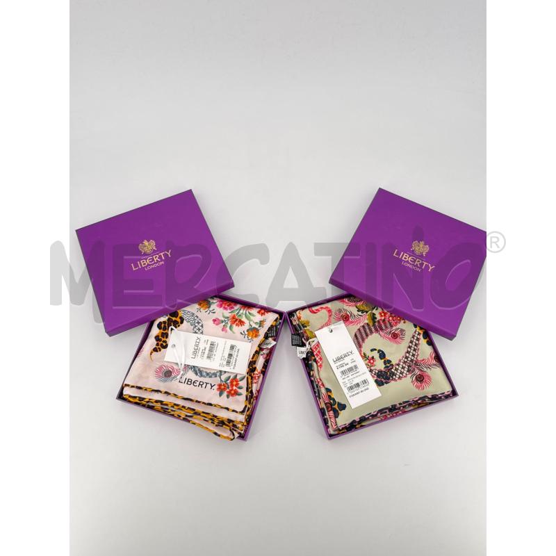 FOULARD LIBERTY ROSA/VERDE FANTASIA FIORI SETA | Mercatino dell'Usato Roma torrevecchia 5