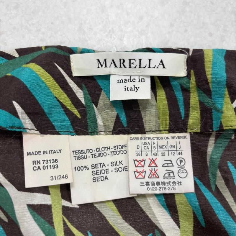 GONNA MARELLA MARRONE RIGHE VERDI CELESTI SETA | Mercatino dell'Usato Roma torrevecchia 5