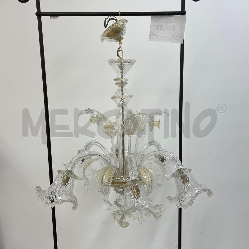 LAMPADARIO MURANO FOGLIA ORO 6L + RICAMBI | Mercatino dell'Usato Roma torrevecchia 1