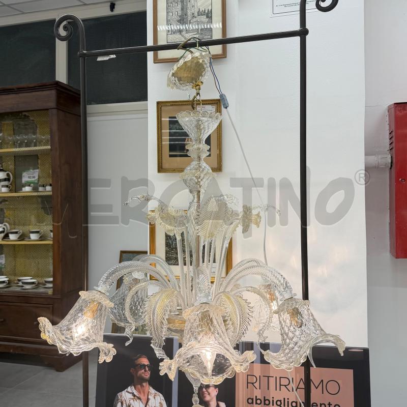 LAMPADARIO MURANO FOGLIA ORO 6L + RICAMBI | Mercatino dell'Usato Roma torrevecchia 5
