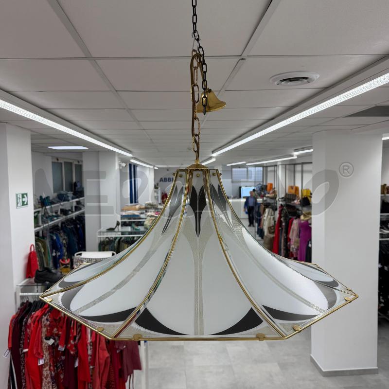 LAMPADARIO T DECO VETRI BIANCO NERI | Mercatino dell'Usato Roma torrevecchia 1