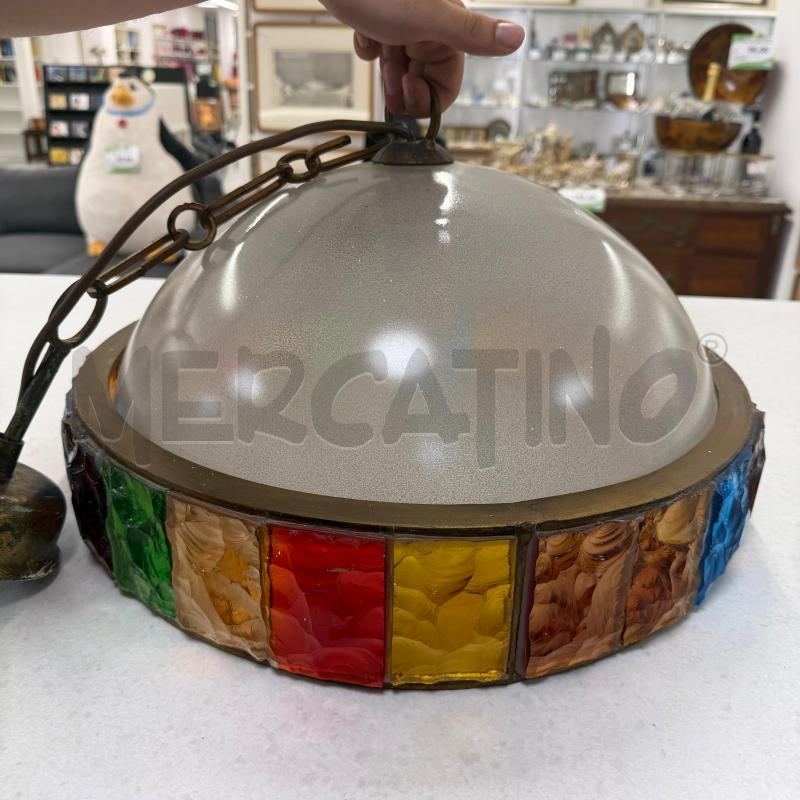 LAMPADA SOSPENSIONE CUPOLA VETRO COLORATO | Mercatino dell'Usato Roma torrevecchia 1