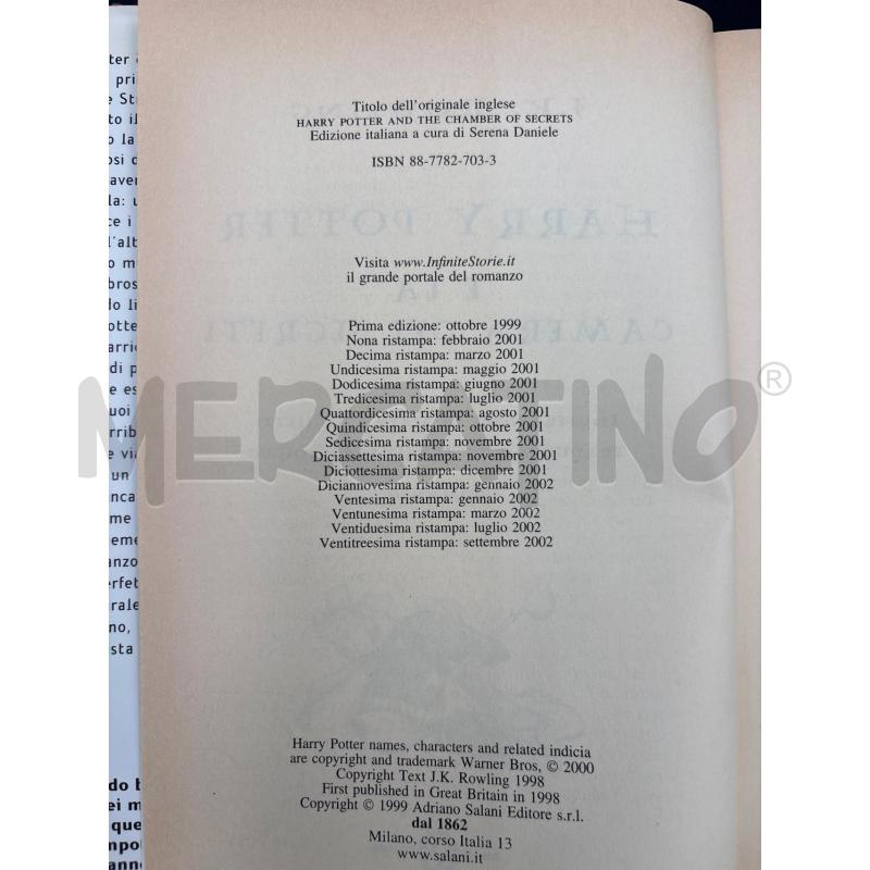 LIBRO HARRY POTTER E LA CAMERA DEI SEGRETI | Mercatino dell'Usato Roma torrevecchia 4