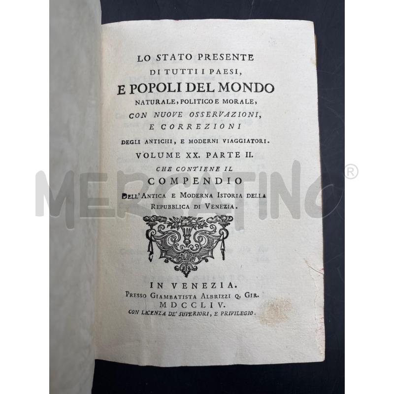 LIBRO POPOLI DEL MONDO VENEZIA 1754 | Mercatino dell'Usato Roma torrevecchia 3