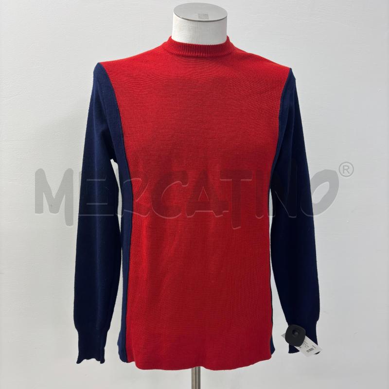 MAGLIONE ERMENEGILDO ZEGNA LANA ROSSO MANICHE BLU  | Mercatino dell'Usato Roma torrevecchia 1