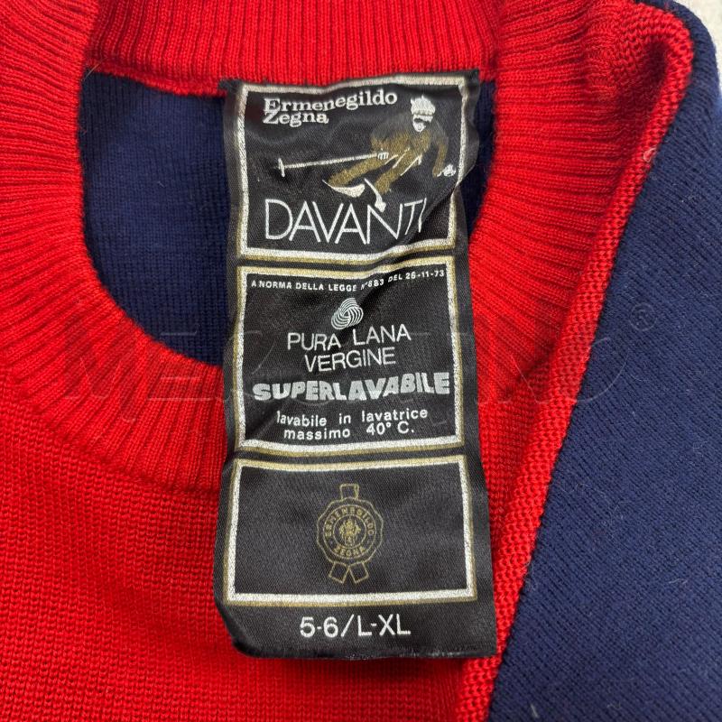 MAGLIONE ERMENEGILDO ZEGNA LANA ROSSO MANICHE BLU  | Mercatino dell'Usato Roma torrevecchia 4
