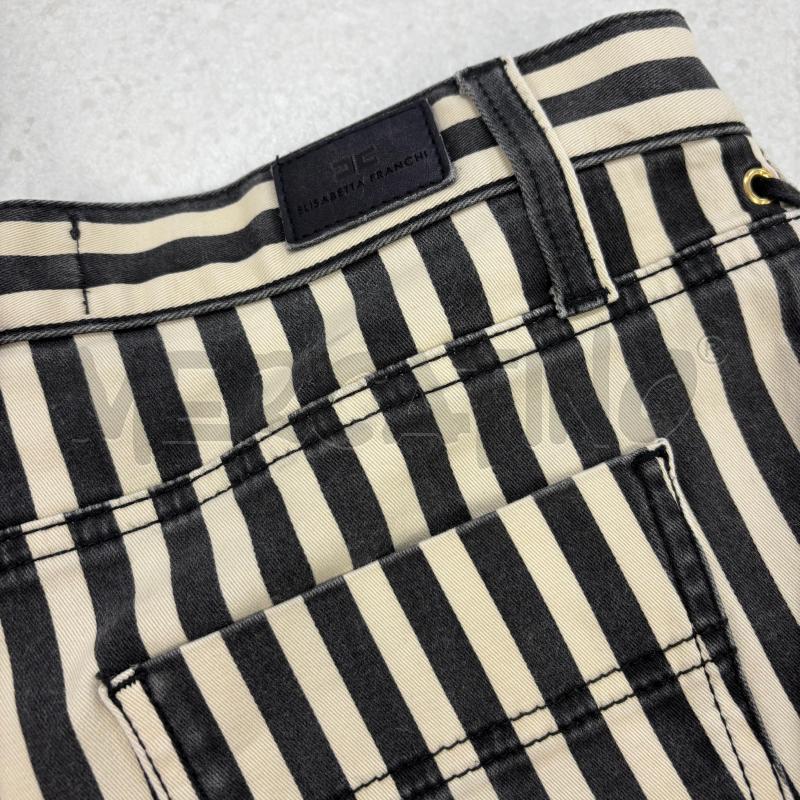 PANTALONE ELISABETTA FRANCHI RIGHE BIANCHE NERE | Mercatino dell'Usato Roma torrevecchia 5