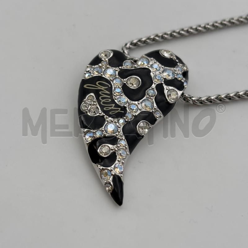 PARURE GUESS COLLANA CUORE NERO ARGENT ORECCHINI | Mercatino dell'Usato Roma torrevecchia 4