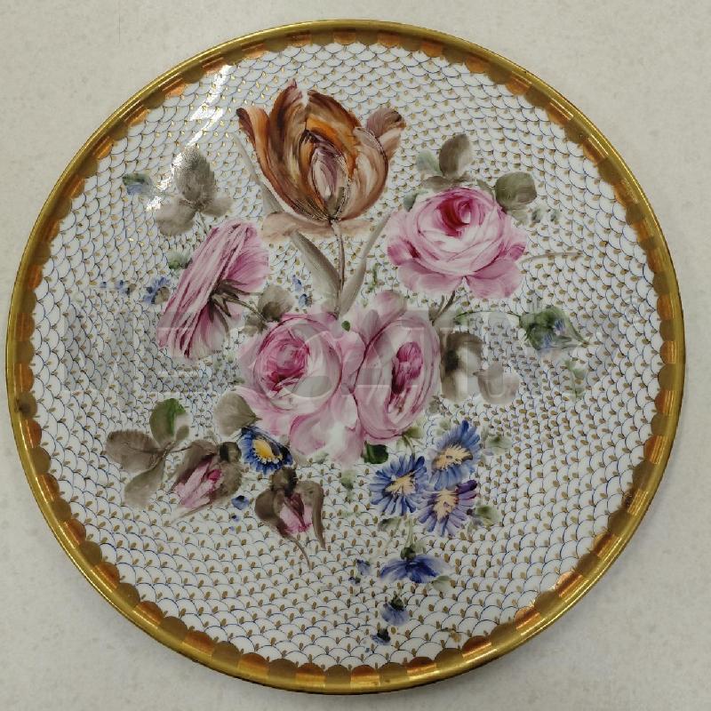 PIATTO CER FIORI ROSA BAVARIA B/DOR | Mercatino dell'Usato Roma torrevecchia 1