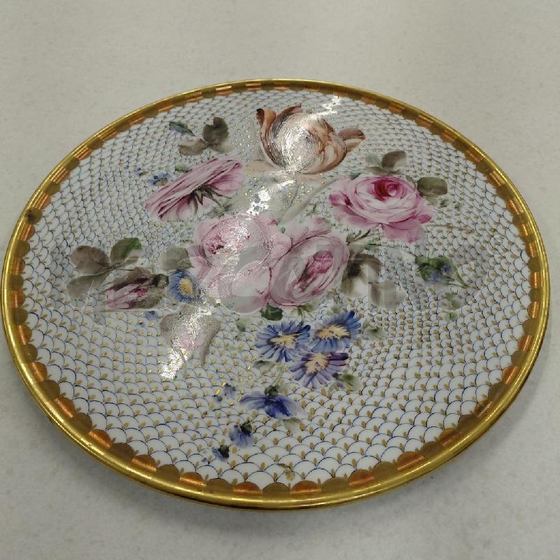 PIATTO CER FIORI ROSA BAVARIA B/DOR | Mercatino dell'Usato Roma torrevecchia 2
