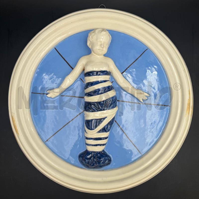 PLACCA TONDA CERAMICA DELLA ROBBIA PUTTO IMPERFEZIONI | Mercatino dell'Usato Roma torrevecchia 1