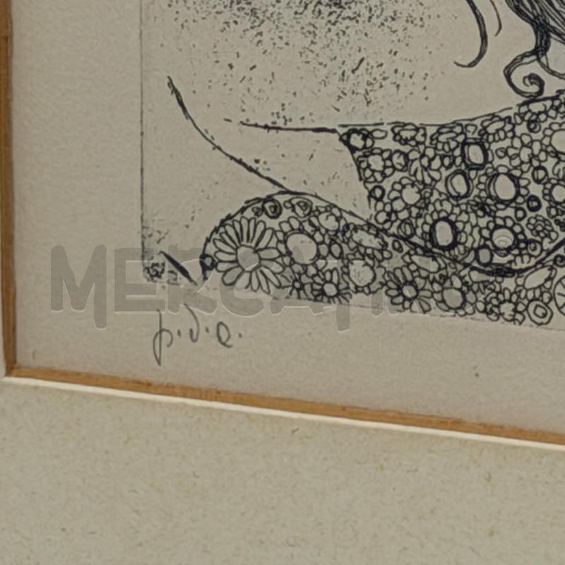 QUADRO ACQUAFORTE BRUNO CARUSO SERIE ORTO BOTANICO CORNICE DORATA SMUSSATA | Mercatino dell'Usato Roma torrevecchia 5