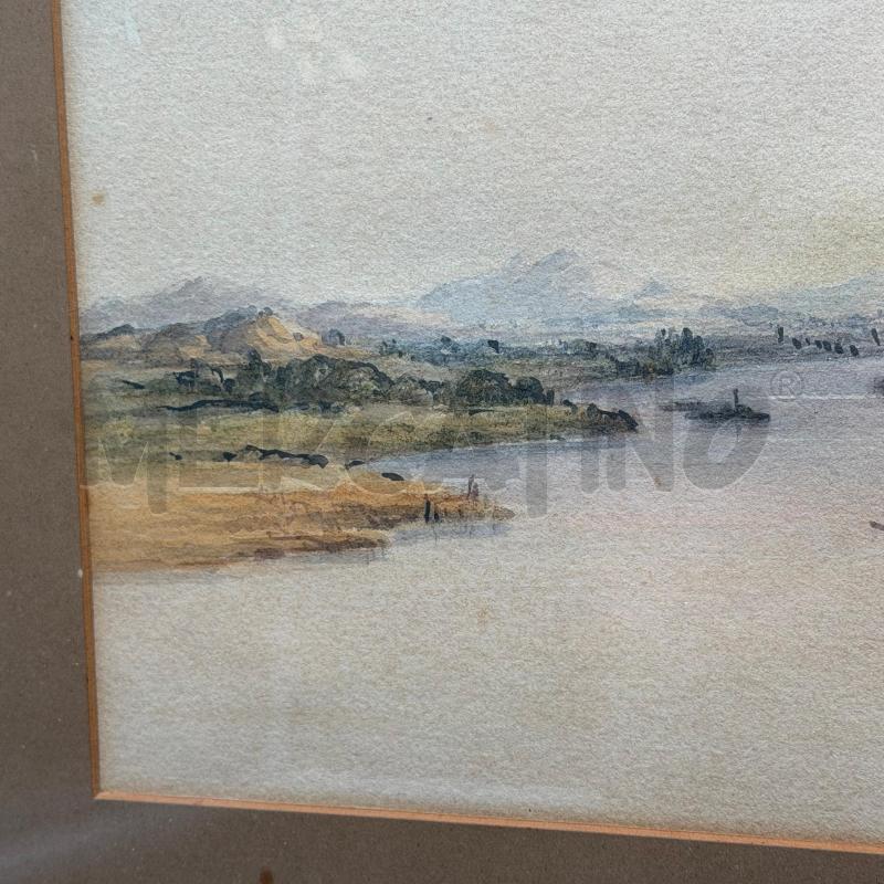 QUADRO ACQUARELLO PAESAGGIO FIUME DANUBIO 48X38 | Mercatino dell'Usato Roma torrevecchia 3
