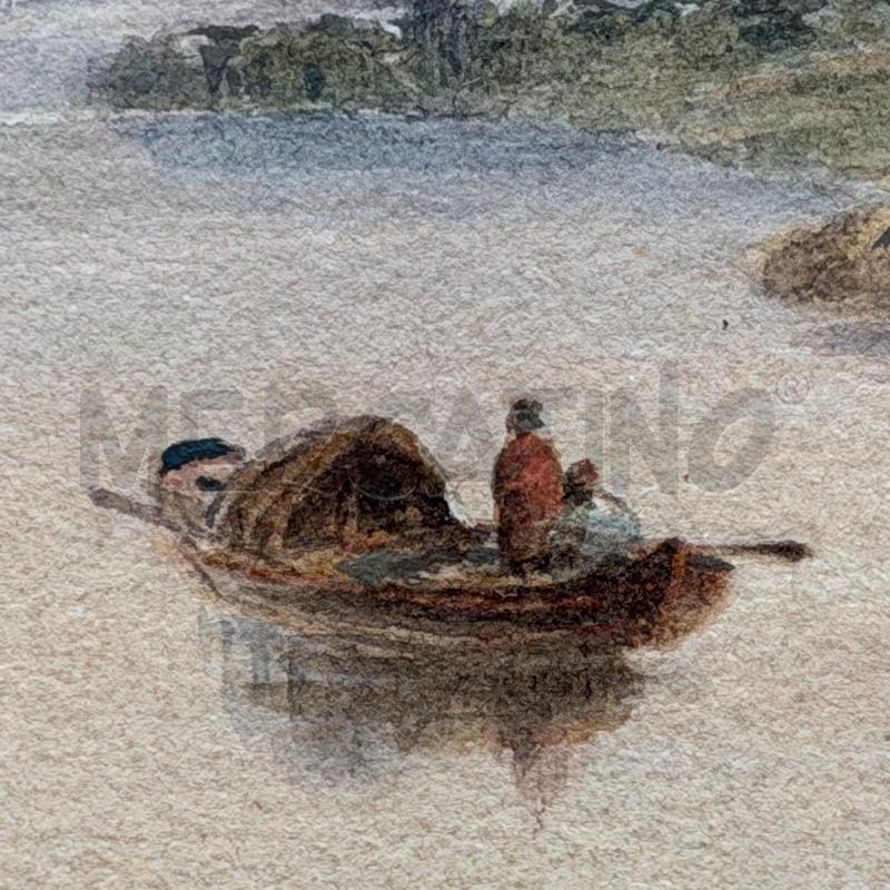 QUADRO ACQUARELLO PAESAGGIO FIUME DANUBIO 48X38 | Mercatino dell'Usato Roma torrevecchia 4