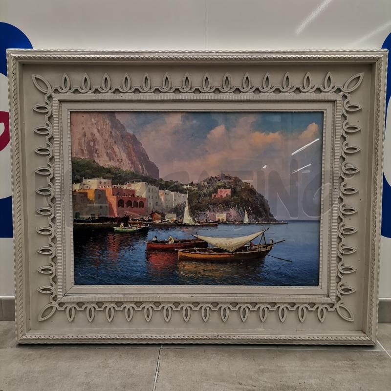 QUADRO BARCHE VISTA PORTO CORNICE BIANCA GRANDE | Mercatino dell'Usato Roma torrevecchia 1