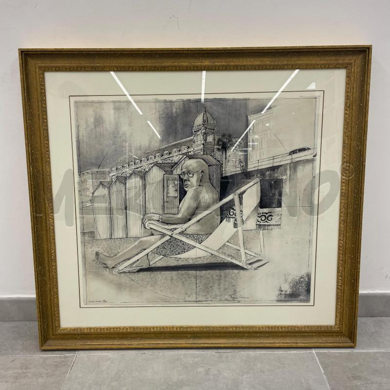 QUADRO BRUNO CARUSO TECNICA MISTA SPIAGGIA PRIVATA A NIZZA | Mercatino dell'Usato Roma torrevecchia 1