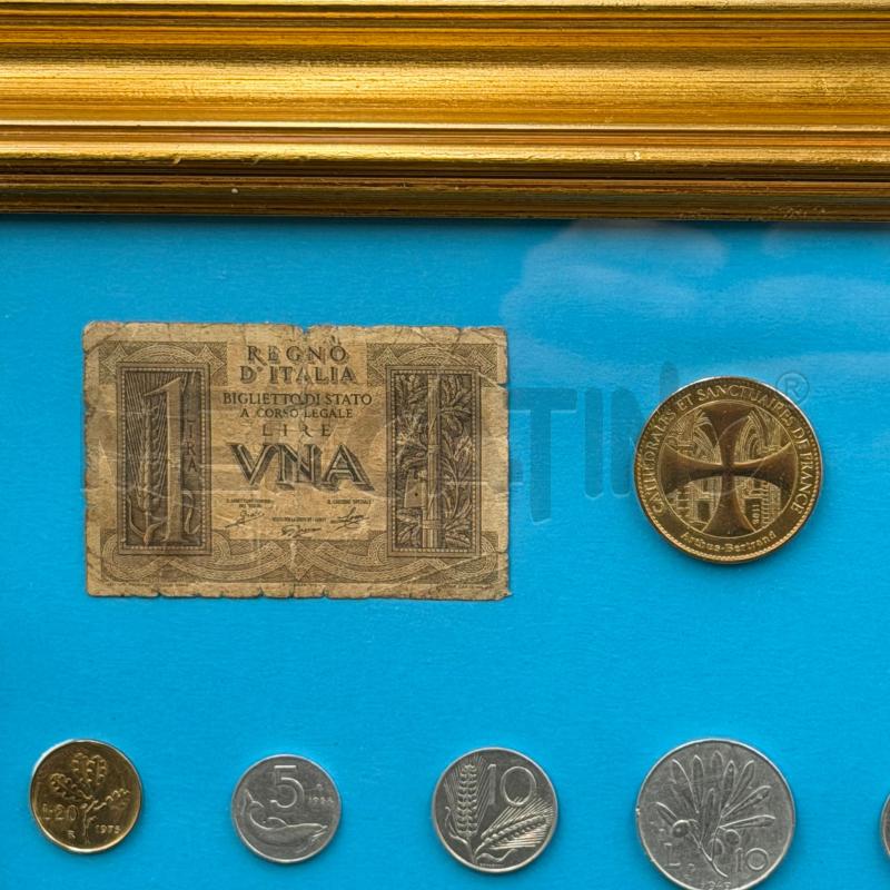 QUADRO COLLEZIONE MONETE/BANCONOTE UNA LIRA | Mercatino dell'Usato Roma torrevecchia 2